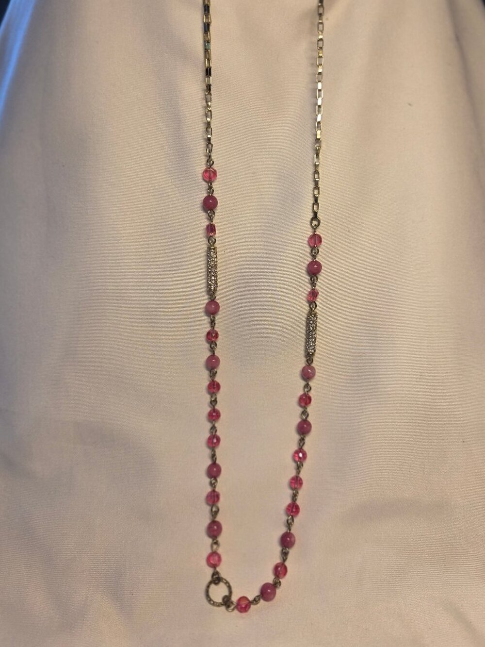 Pink and gold long necklace